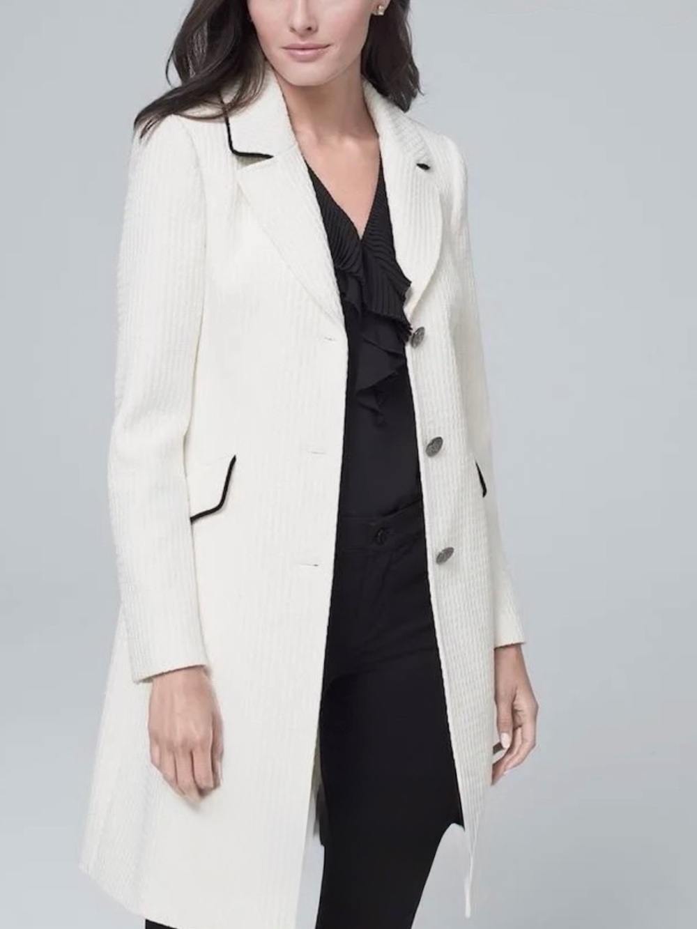 White House Black Market White Coat with Black Trim